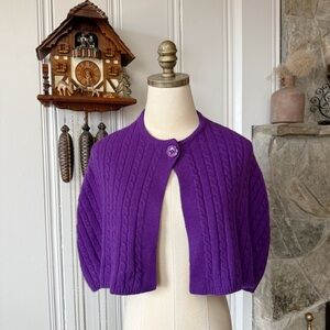 Ralph Lauren Angora Blend Purple Cable Knit Capelet Shawl